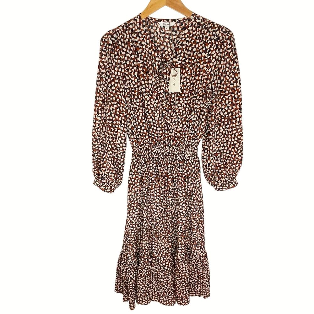 NWT TUCKER Women’s Silk Juliette Dress in Cinnamon Spots size XL - Picture 3 of 8